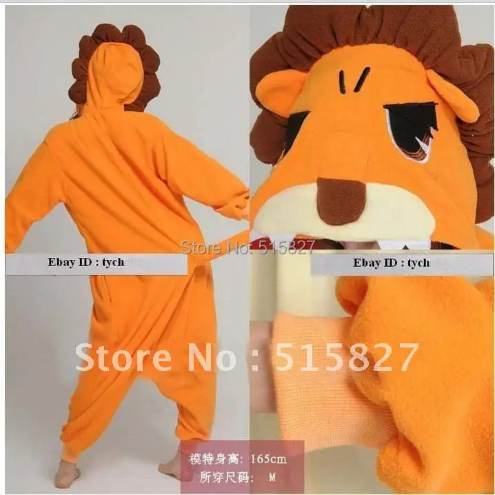 Winter Women Men Unisex Adult Cute Cartoon Lion Onesies Animal Pajamas Flannel Pyjamas Sleepwear