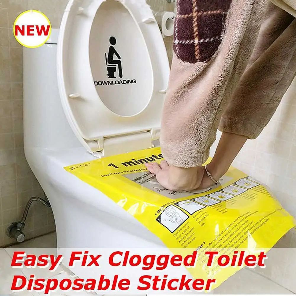 40x47cm Plastic Toilet Disposable Sticker Plunger Dredge Easy Fix Clogged Film TB Sale