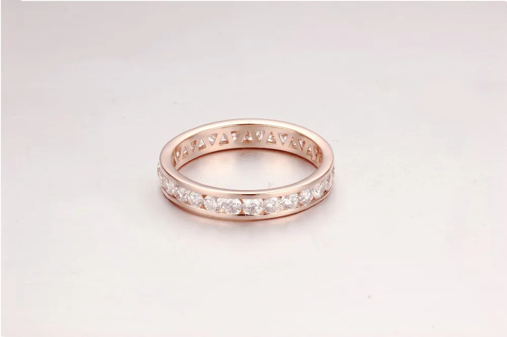 14k Rose Gold Round 2mm DEF White Color Lab Diamond Wedding Band Ring For Women Gift