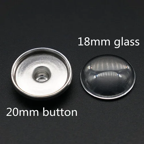 Hot sale 50pcs alloy snap buttons+50pcs glass cabochon Set 3Size 12mm-18mm-20mm for make print snap buttons wholesale