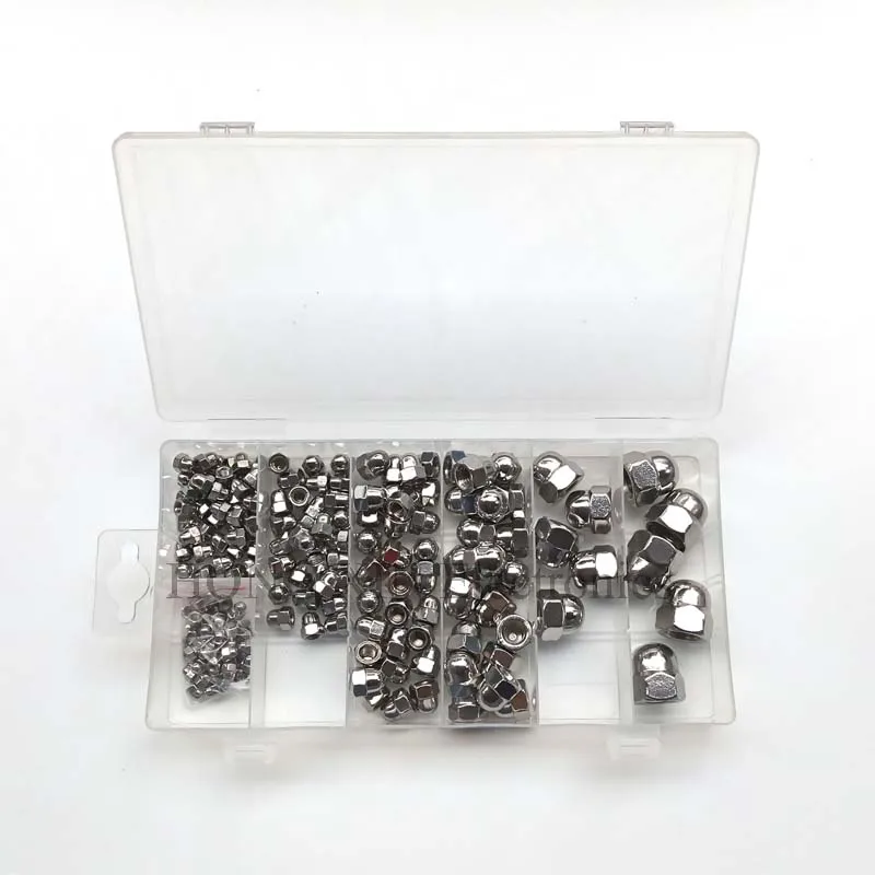 180pcs Stainless Steel Acron Nut DIN1587 Cap Nuts M3/M4/M5/M6/M8/M10/M12 Decorative Cover Semicircle Acorn Nut