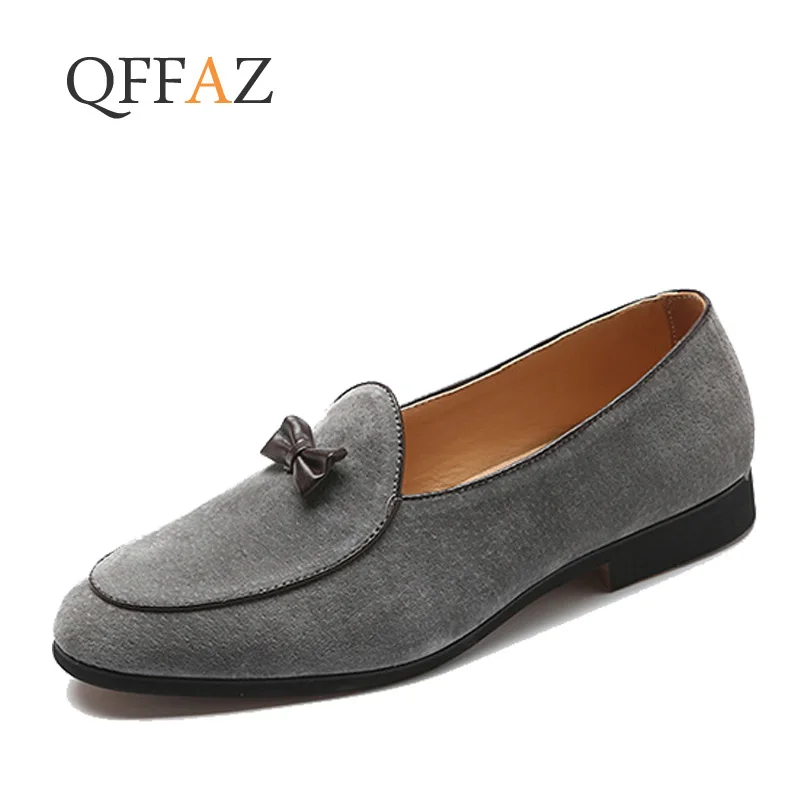 

QFFAZ High Quality Suede Leather Doug Shoes 2021 Fashion Casual Moccasin Flat Bowknot Slip-On Driver Shoes Dress Loafers Shoes