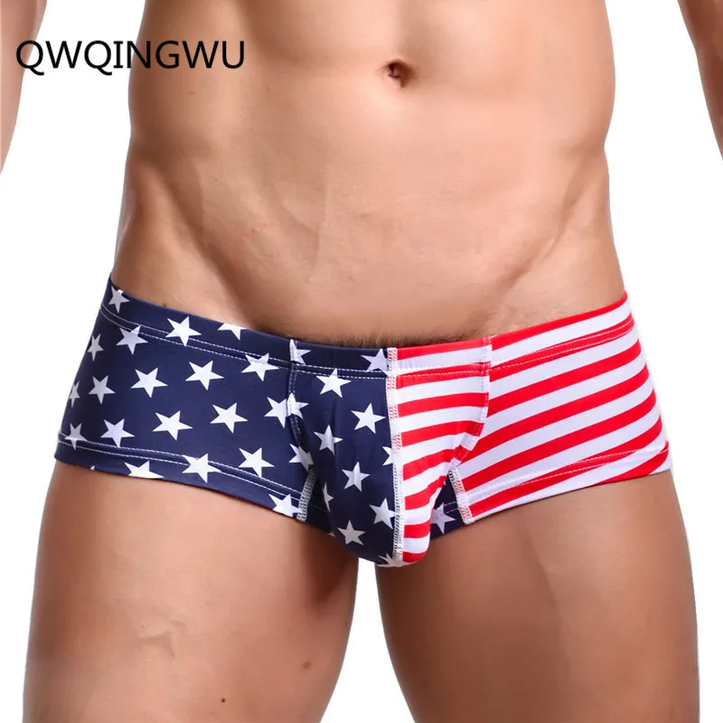 Sexy Underwear Print Boxers American Flag Men Sexy Striped Underwear Men\'s Boxer Shorts Bulge Pouch Gay Men Underpants Boxers