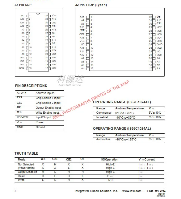 5 cái/lốc IS62C1024AL-35QLI SOP32 IS62C1024AL Còn Hàng