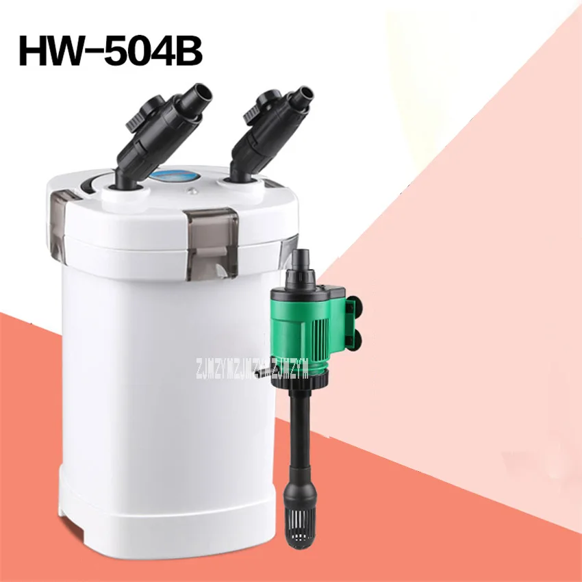 HW-504B 220V Fish Tank External Filter Aquatic Biological Products Filter Equipment Silent Filter Barrel With Bactericidal Lamp