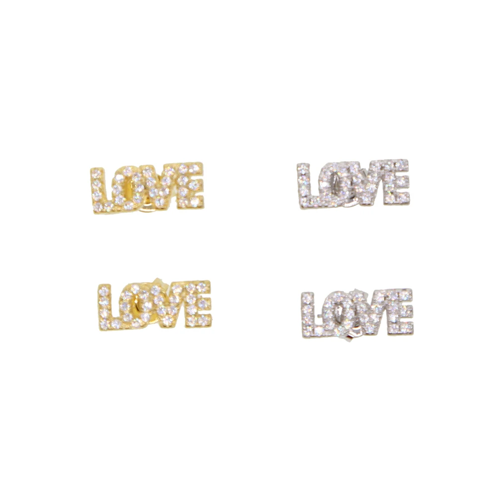 love earring for girl 2019 new gift for lover micro pave small love letter word design stud earrings