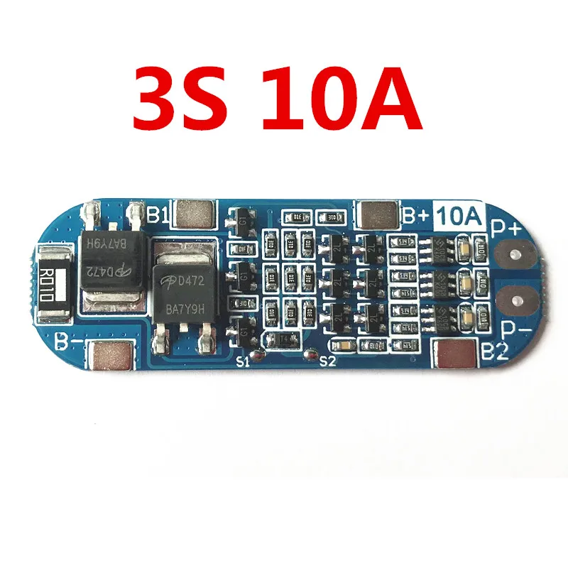 3S 10A  Lithium Battery Protection Board  11.1V 12V 12.6V BMS overcharged/short-circuit