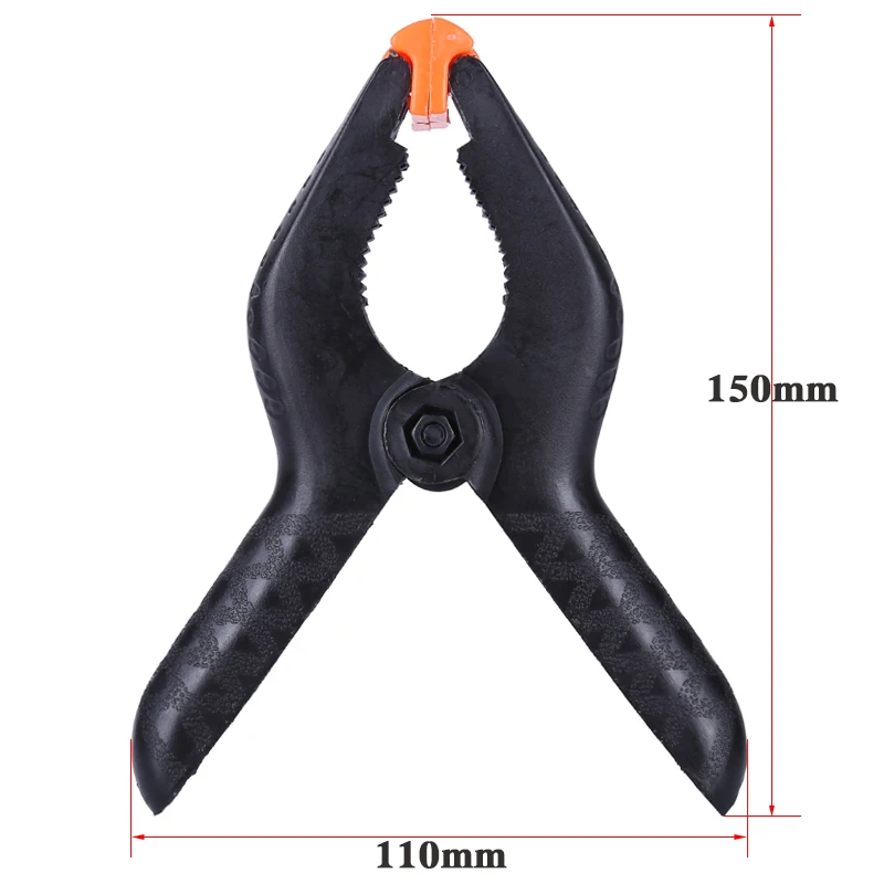 Braçadeira de nylon para estúdio fotográfico, braçadeira de plástico em forma de a com clipe universal para trabalho em madeira, 4 tamanhos e 6 polegadas