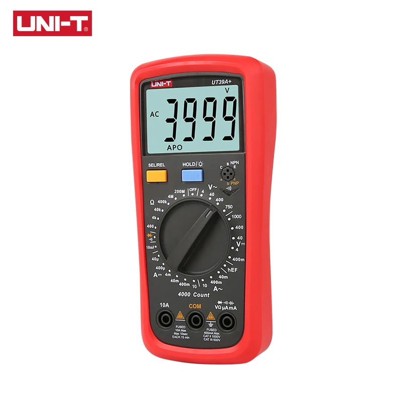 Imagem -03 - Multímetro Digital de Alcance Uni-t-auto Ut39a Mais Atualizado de Ut39a Ut39c ac dc v a Ohm Temp Freqüência Hfe Teste Ncv