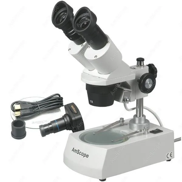 Forward Stereo Microscope--AmScope Supplies 20X-30X-40X-60X Forward Stereo Microscope with Digital Camera