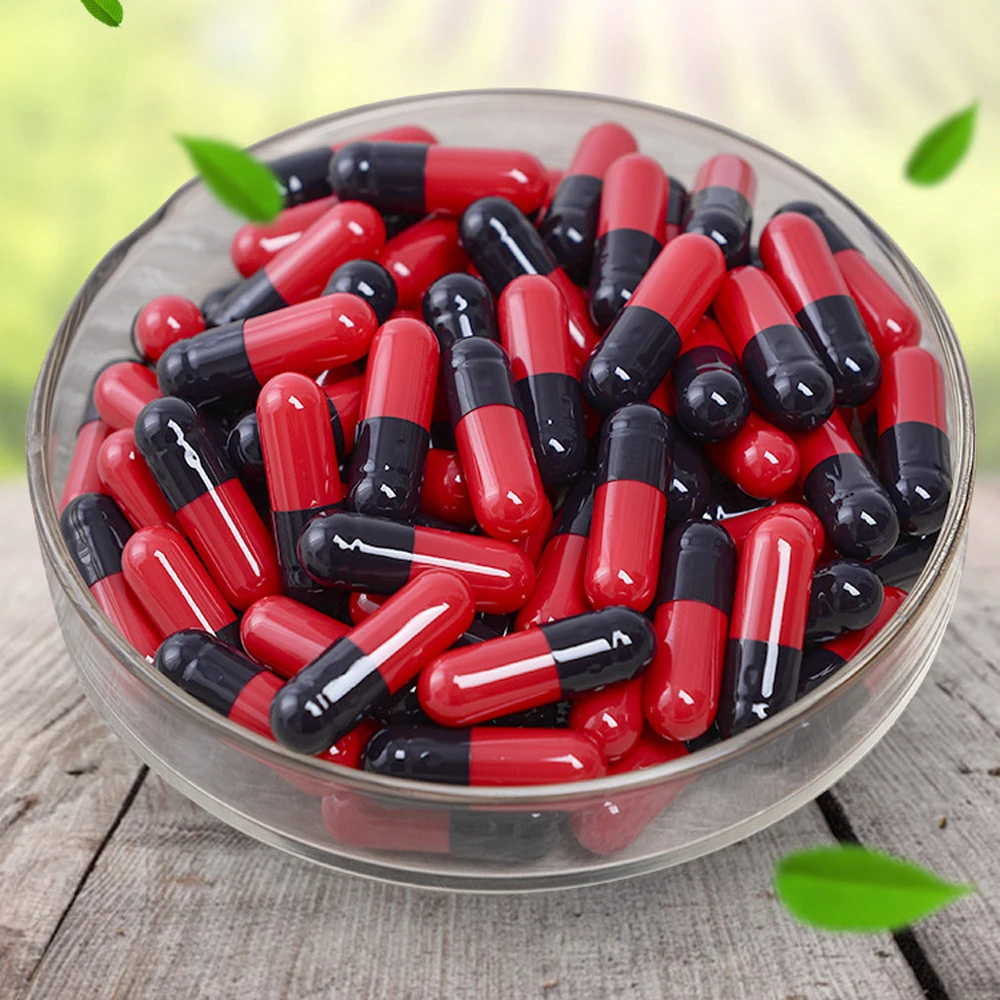 1000Pc Size 0# Empty Red- Black Hard Gelatin Capsule Kosher Gel Medicine Pill Vitamins Personal Health Care Pill Cases Splitters