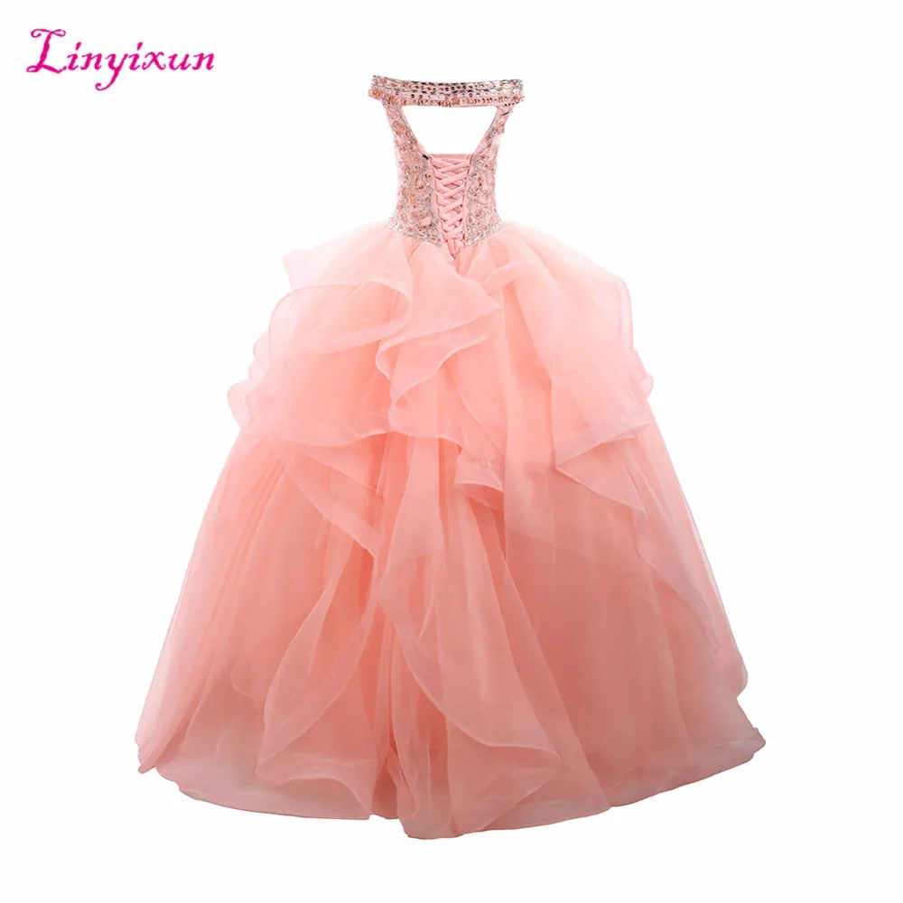 Linyixun Real Photo Crystal Ball Gown Quinceanera Dresses 2020 With Beading Sweet 16 Dresses For 15 Years Vestidos De 15 Anos