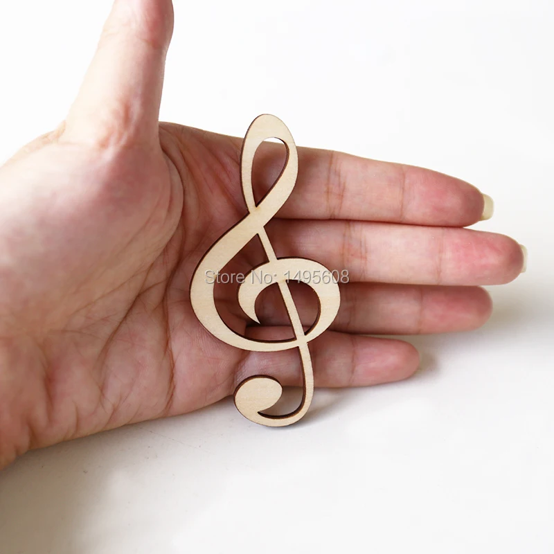 Wooden Music Note  Treble Cleffs Shape Art Projects Craft Ornament Decoration Gift Decoupage Laser Cut