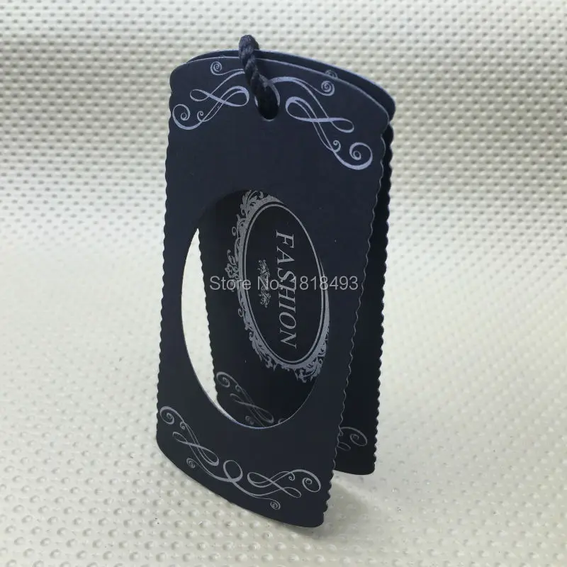 custom black matt laminated cardboard tags/ custom shape cutting tags/clothing kraft paper hang tag/garment tags printing