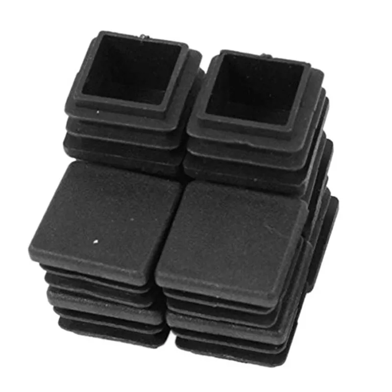 Hot Sale Chair Leg Plastic Blanking End Cap Square Tube Insert Black 20mmx20mm 50pcs