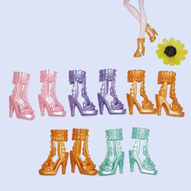 5pairs/lot 2016 New Fashion High Heel Shoes for Monster High Dolls High Quality Sandals For Doll House Doll Accessories