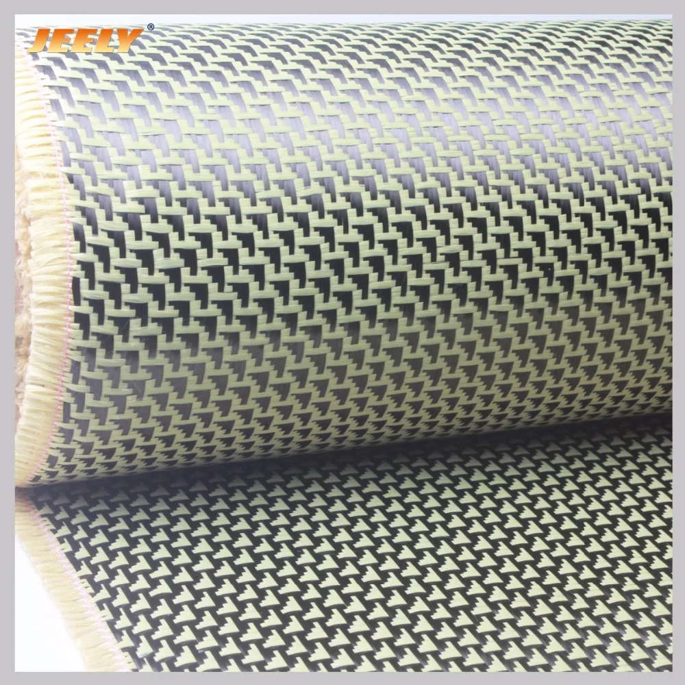 Jeely 260g/m2 Aramid 1500D Carbon 3K Fiber Hybrid Woven Fabric Plane Pattern 1m Width