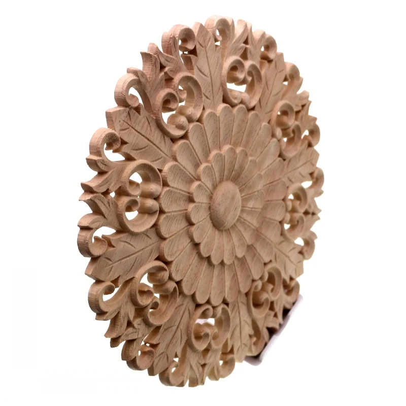 RUNBAZEF Boutique Lots Wood Carved Onlay Applique Unpainted Flower Walls Cabinets Door Vintage Home Decoration Accessories Decor