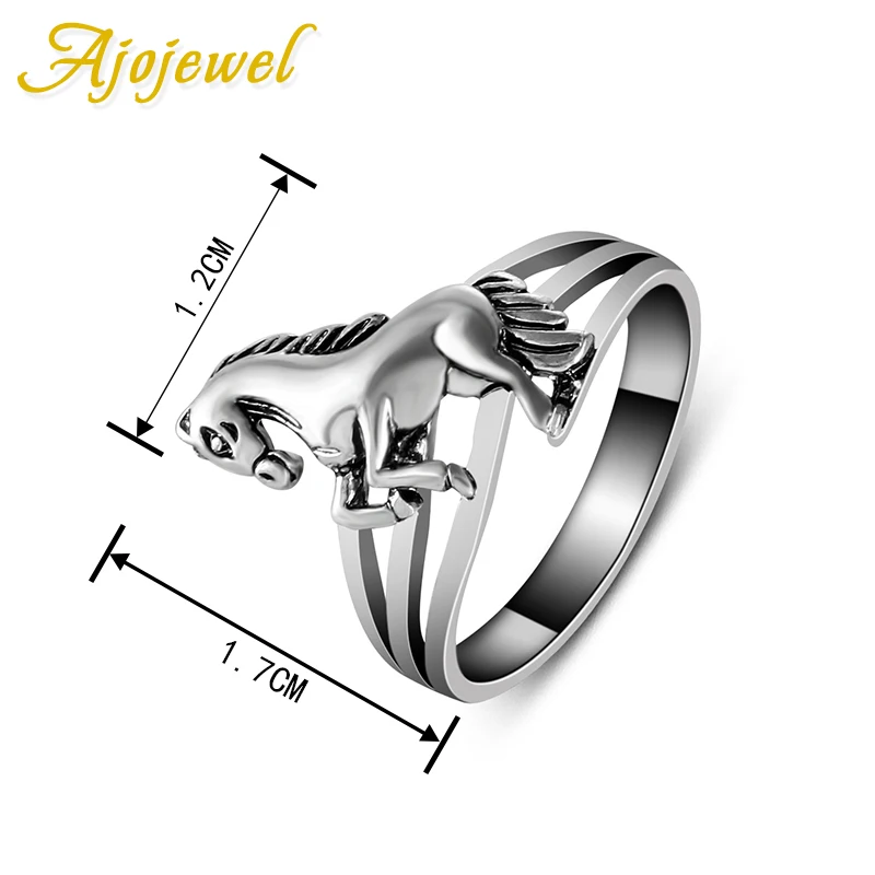 Ajojewel Silver-color Woman Horse Ring Animal Shaped Jewelry