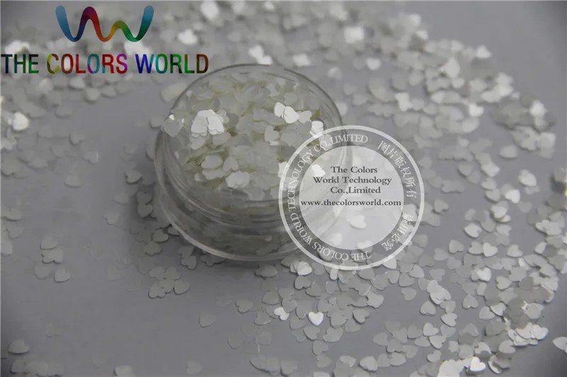 

Solvent resistant - Pearlescent White Color heart-shaped Glitter Spangles for Nail Polish and Other DIY decoration