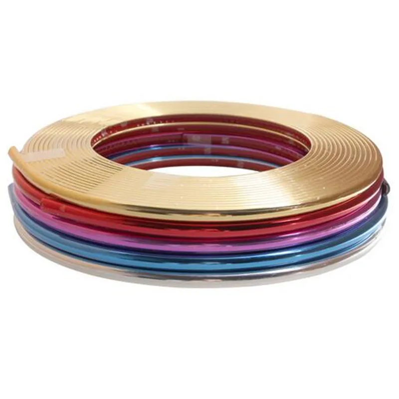 

50pcs/lot Car Style 8M PVC Electroplate Wheel Hub Rim Trim Protection Ring Sticker Anti-collision Bar Strip Stickers