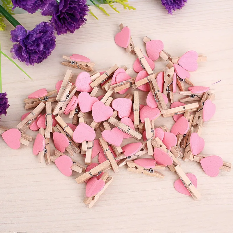 

50pcs Mini Love Heart Wooden Clothespin Pinza de madera Clothespin bois Craft Clips DIY Clothes Photo Paper Peg Clothespin