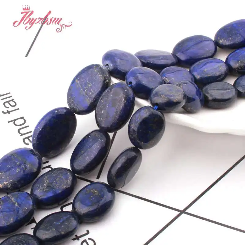 Natural Blue Oval Lapis Lazuli Stone Beads Loose 12x16/18x25mm For DIY Necklace Bracelets Jewelry Making 15\