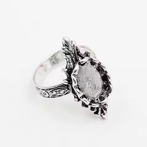 Fit 10x14mm Cabochons Finger Ring Oval Antique silver Cameo/Glass/Cabochon Frame bezel Setting Ring:adjustable 5pcs/lot K02756