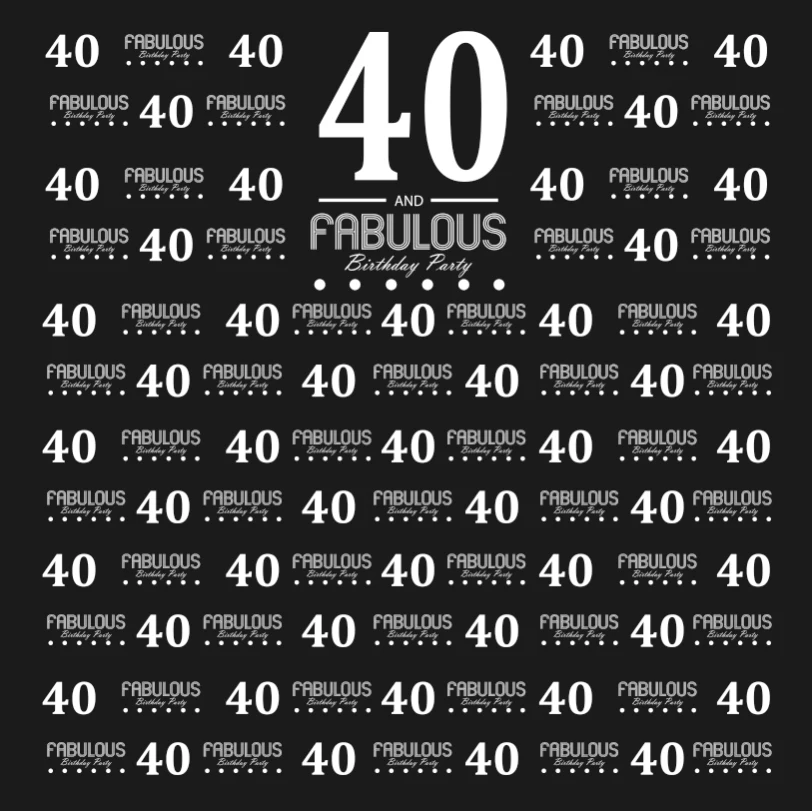 10x10ft Fabulous Black White Happy 40 Birthday Party Custom Seamless Washable Wrinkle Free Photo Background Backdrop Polyester