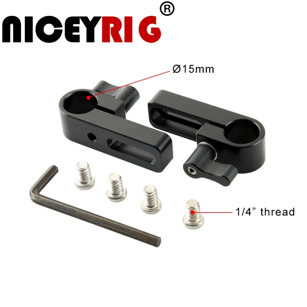 NICEYRIG 15mm Rod Rail Clamp 15mm Rig Mount DSLR Camera Rig Rod Clamp for DSLR Camera Handle or Cage or Plate (2 Pieces a Pack)