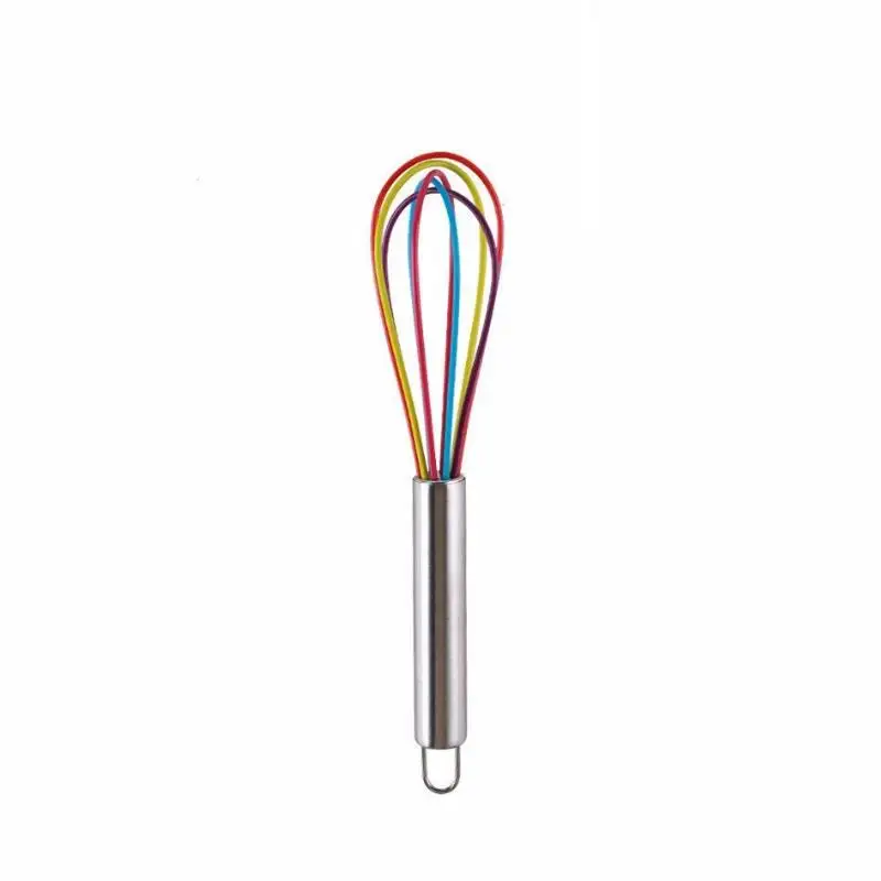 2019 Kitchen Egg Frother Milk Beater Blender Colorful Silicone Balloon Wire Stainless Steel Whisk Mixer LX7189