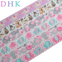 DHK 7/8'' 5yards fox animal elephant cartoon printed grosgrain Ribbon Accessory hairbow headwear decoration Wholesale OEM C1598