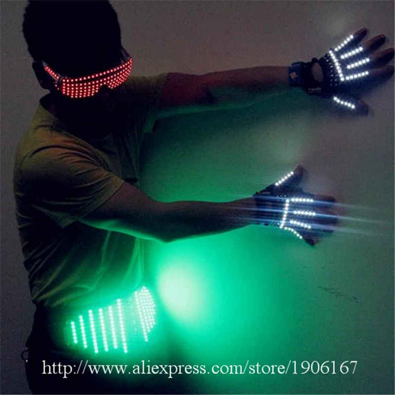 Led Luminous Glasses Gloves And Girdle Stage Performance Dancer DJ Singer Ballroom Costume Clothes