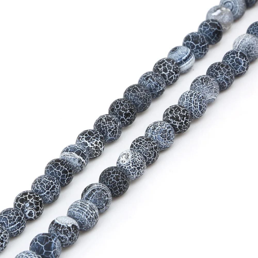 6/8/10/14 مللي متر 1 Str العقيق الطبيعي الخرز المستديرة حجر متصدع الخرز فضفاض الكلاسيكية DIY بها بنفسك أقراط القلائد صنع المجوهرات الديكور #5