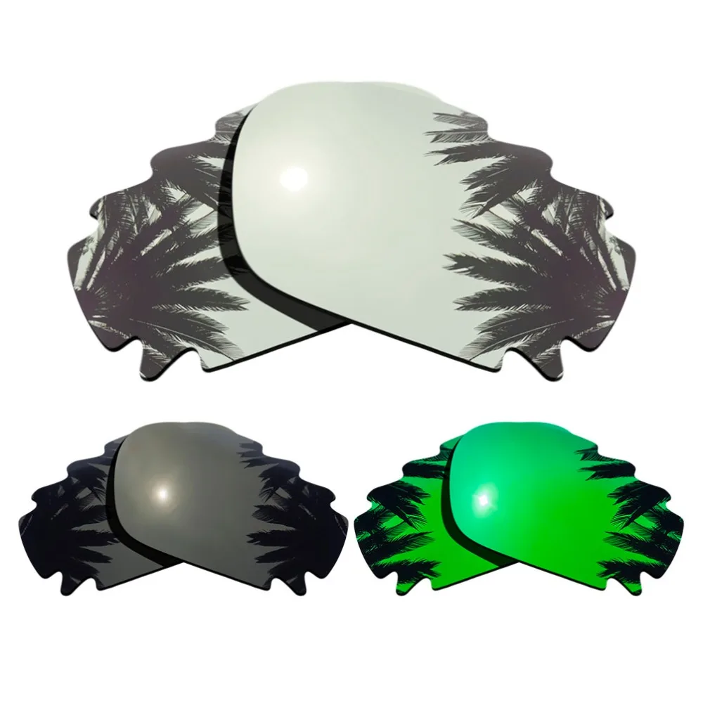 (Silver+Black+Green Mirrored) 3-Pairs Polarized Replacement Lenses for Jawbone Vented/Racing Jacket 100% UVA & UVB Protection