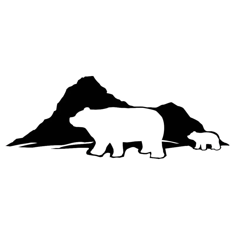 Смешная Автомобильная наклейка 21,6*8 см с изображением белого медведя мамы и ребенка, Виниловая наклейка для автомобиля, стильный черный/серебряный цвет