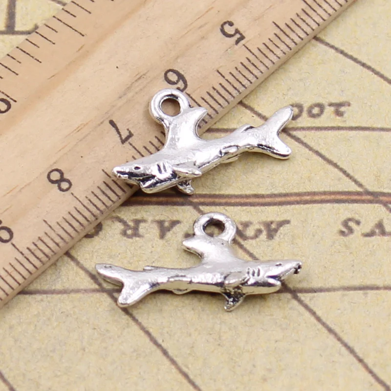 

15pcs/lot Charms Shark Fish 24x12mm Antique Silver Color Pendants Making DIY Handmade Tibetan Finding Jewelry For Bracelet