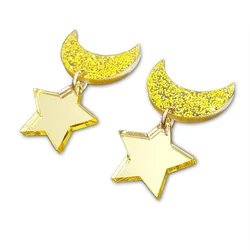 Fashion Japanese Sailor Moon Stars Drop Earrings For Women Girl Cute Trendy Gold Color Acrylic Earrings E18002