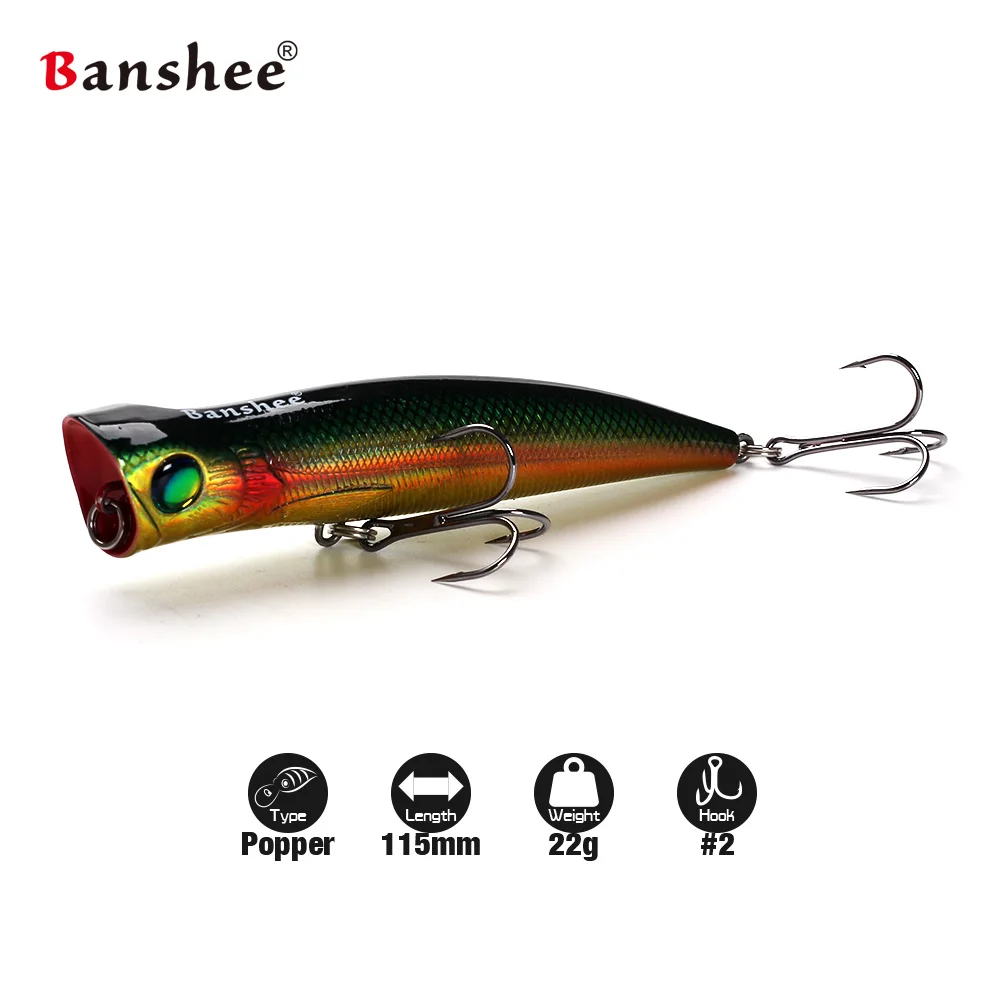 Banshee 115mm 22g Bubble Burst JR VP03 Saltwater Big Top water Fishing Lure GT Tuna Wobbler Popper Artifical Hard Bait