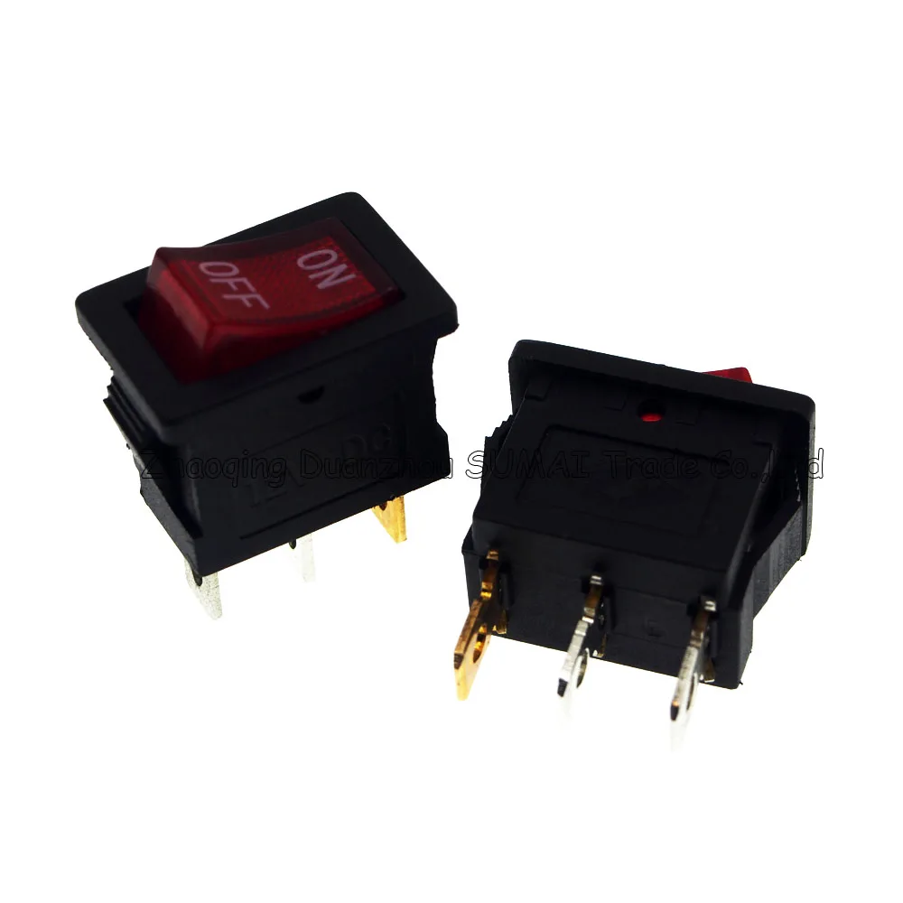 light light OFF/ON 3Pin Boat Car Rocker Switch 12V/24V/250V DC/AC Voltage with red right.