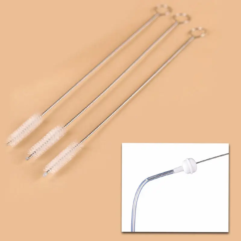 5Pcs/lot Reusable Stainless Steel Drinking Straws Cleaning Brush Cleans Sippy Cup Straws