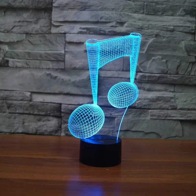 7 Colors Changeable 3D USB LED Lamp Novelty Design Music Note Home Decor Touch Switch Nightlight For Music Lovers Holiday Gift