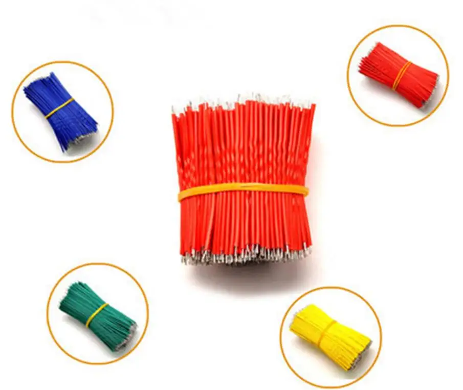 100pcs Tin-Plated Breadboard Jumper Cable Wire 5/8/10/15/20cm 24AWG for Arduino 6 Colors Flexible Two Ends PVC Wire Resistor