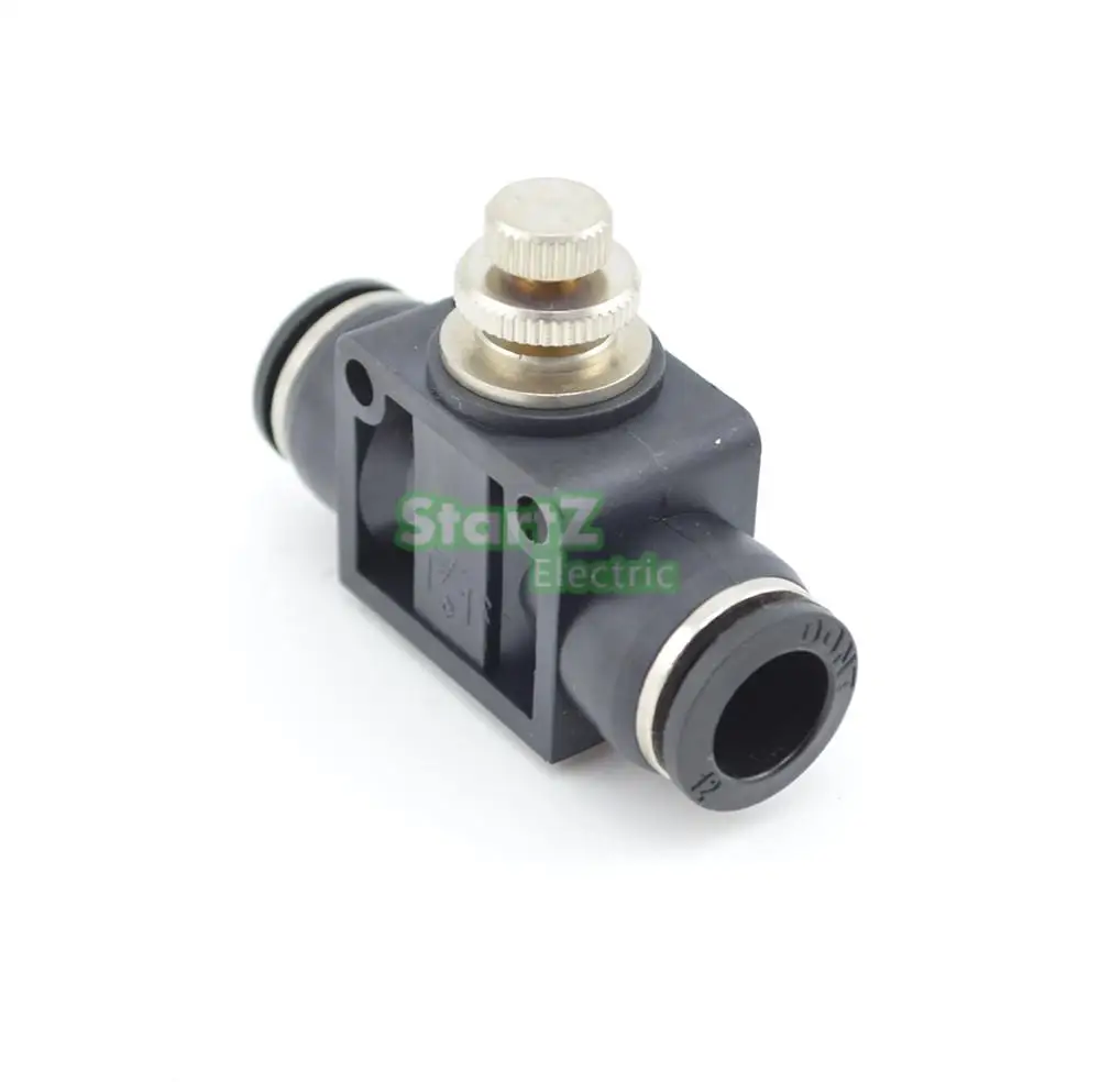 Válvula de control de flujo de alta calidad, accesorio neumático de 5 piezas, color negro, 12mm, Conector de control de velocidad, DSA-12