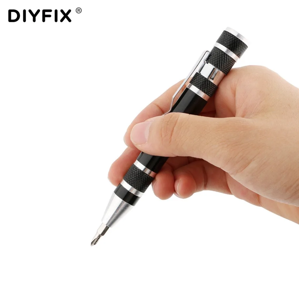 Perbaikan Diy Portable 8 In 1 Screwdriver Aluminium Pen Style Multi Alat Presisi Ponsel Perbaikan Alat Kit Obeng Set bit
