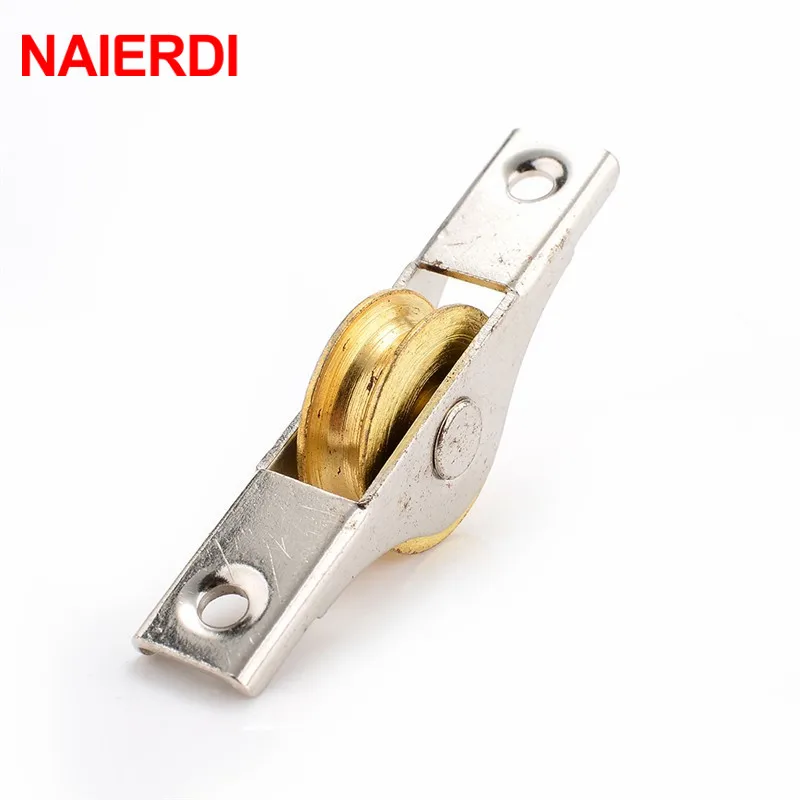NAIERDI 2PCS Sliding Door Roller Cabinet Copper Caster Wheel Pulley For Wardrobe Window Furniture Hardware