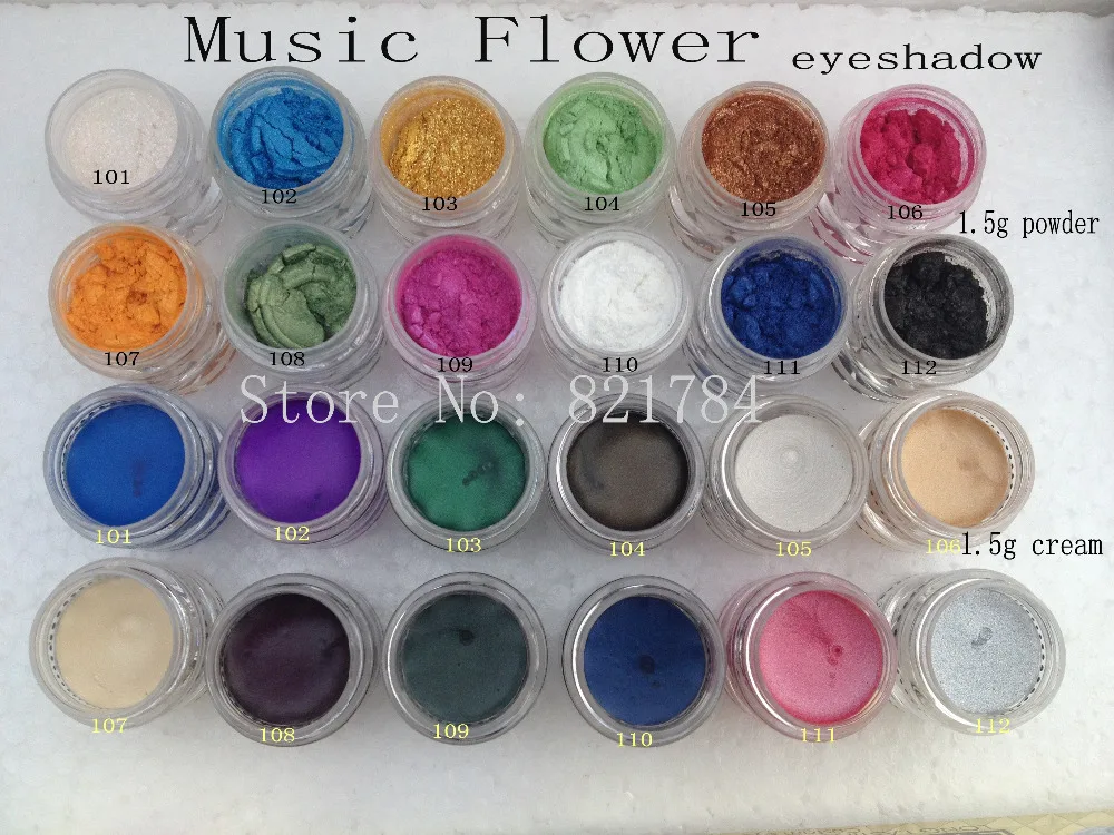 Brand Music Flower 24colors Makeup 1.5g Pigment Eyeshadow OR Eye shadow Cream Gel 12 Colors can choose