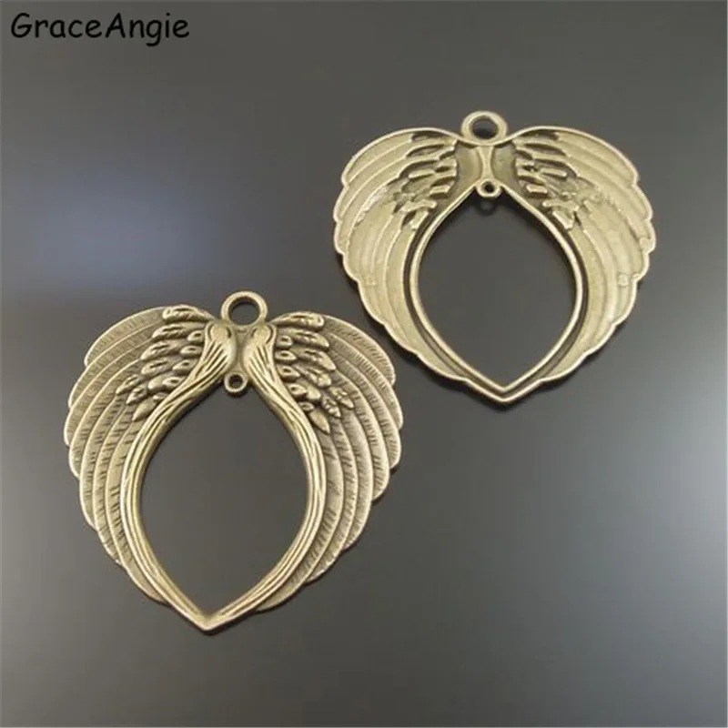 GraceAngie 3pcs Angel Wings Style Bracelet Necklace Pendant Antique Bronze Zinc Alloy Necklace Jewelry Handicraft Findings