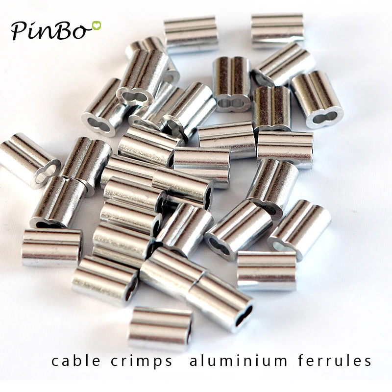 100pc Diameter 1.5mm Aluminium Sleeves Oval Double Hole for Crimping Wire Rope