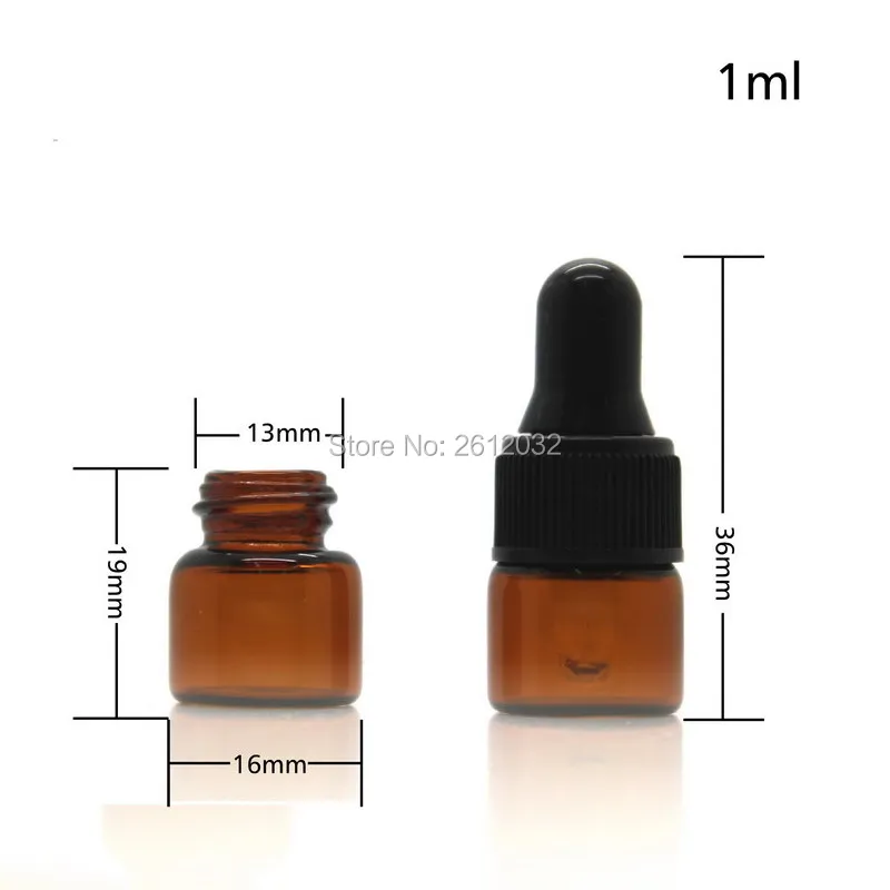 1 ml 2 ml 3 ml vetro Ambrato dropper w/Black & white cap bottiglia di olio Essenziale, piccole fiale del Profumo, campionamento di Stoccaggio